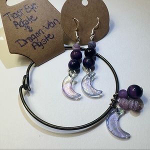 Handmade bracelet and earring set with real stone beads!